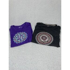 Columbia Womens Lot Of 2 Tops Size S Purple Short Sleeve Gray Long Sleeve